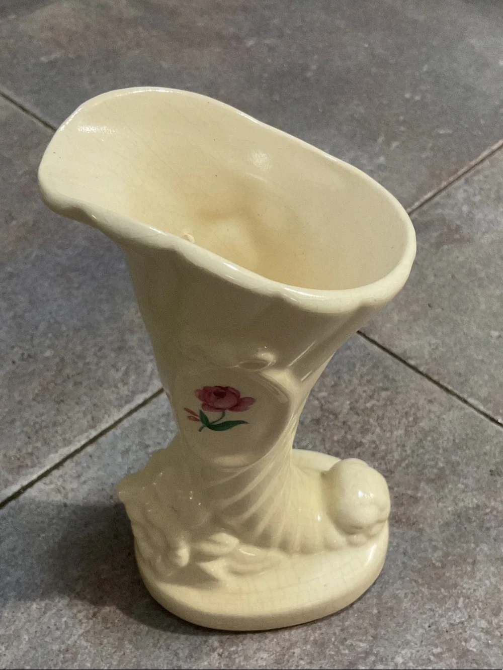 Cream Ceramic Rose Accent Vase - Decorative Home Accent